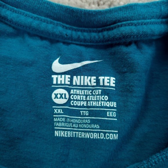 Nike Tee Shirt Men's XXL 2X Blue Long Sleeve Crew Neck Athletic Cut Logo - Picture 3 of 7
